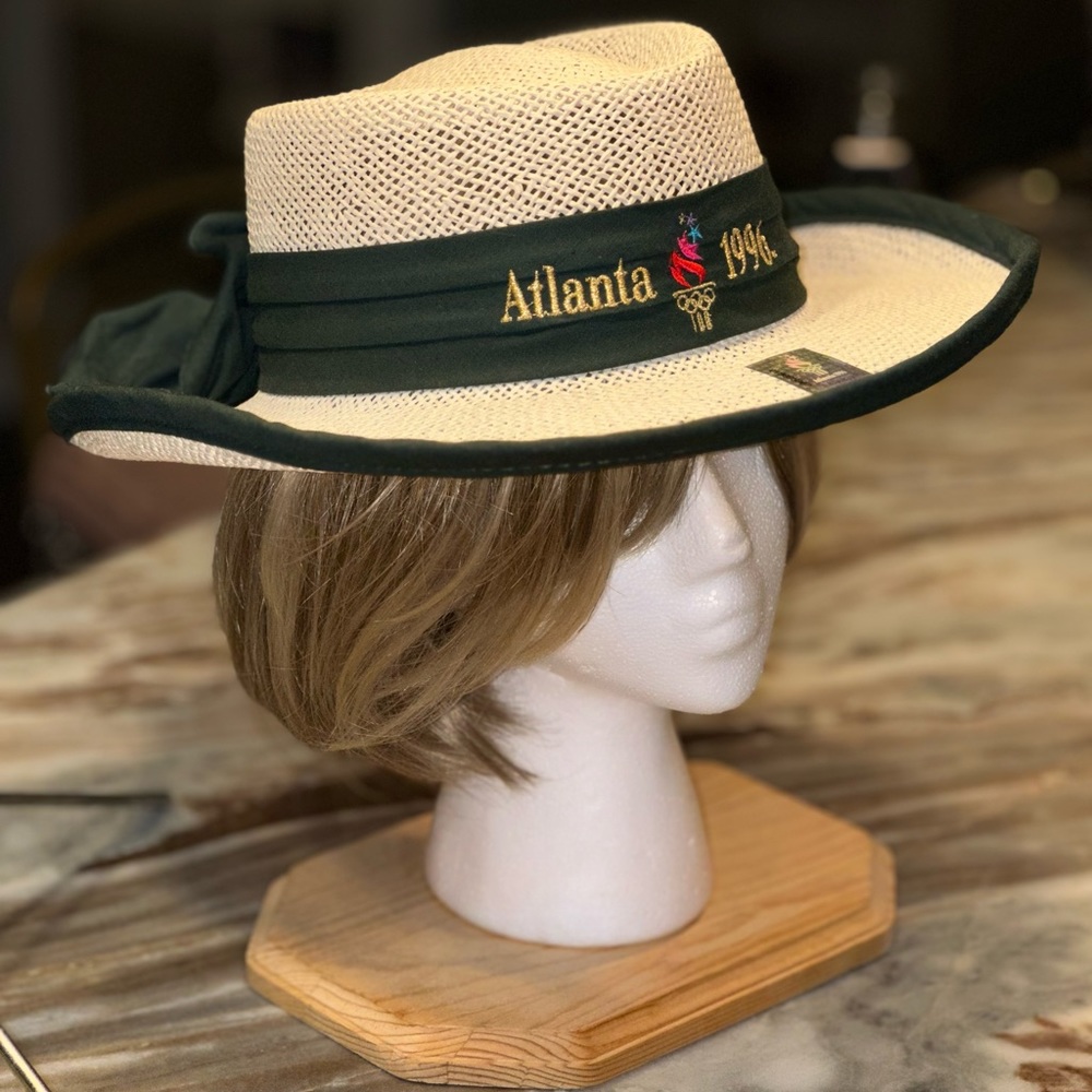 NOS ‘96 Atlanta Olympics Straw Cane Hat With Original Authentic Hologram Sticker